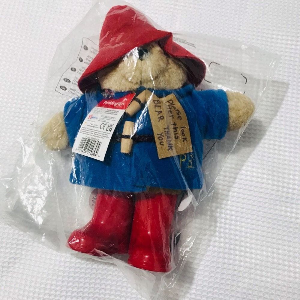 Paddington bear with hat, jacket,βand rubber red boots Factory sealed. A307